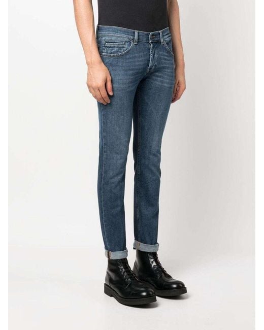 Dondup Blue Low-Rise Cropped Jeans for men