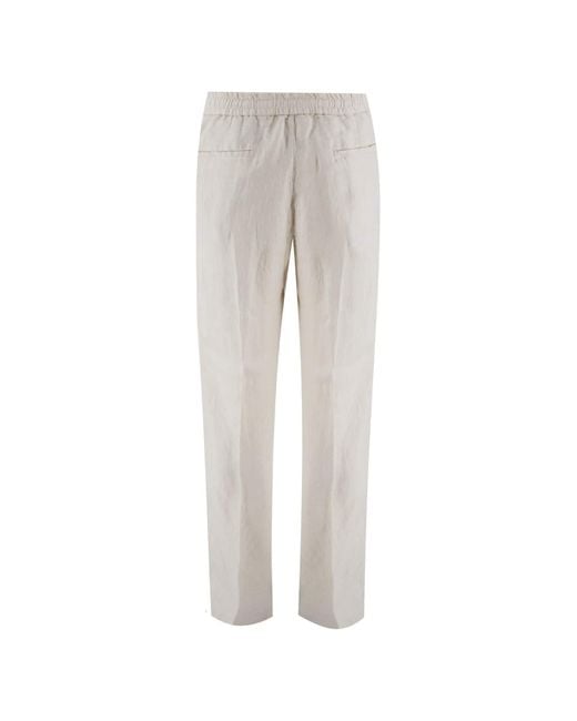 Brunello Cucinelli White Elasticated Waistband Drawstring Pants for men