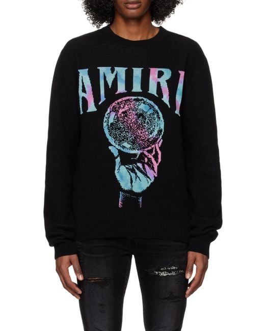 Amiri Black Logo-Print Crew Neck Jumper for men