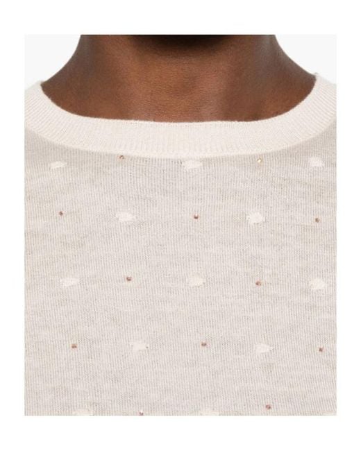 Max Mara White Crew Neck Long-Sleeved Knitwear