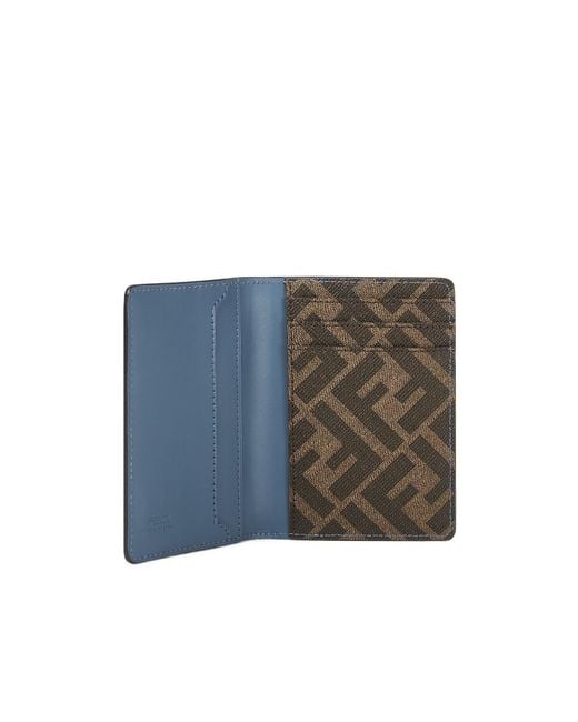 Fendi Blue Ff Squared Card Holder for men