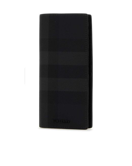 Burberry Black Check Printed Folded Wallet for men