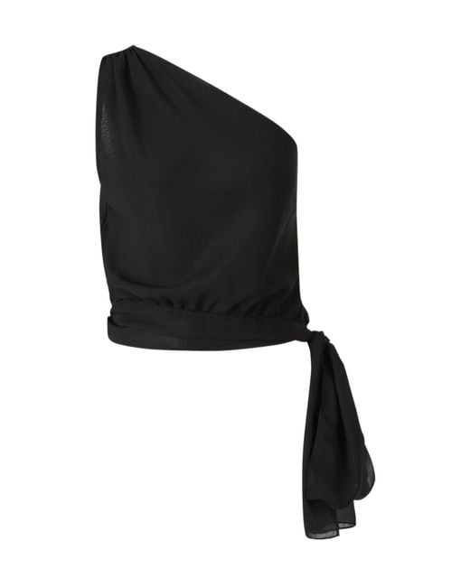 Peserico Black Asymmetrical Draped Blouse
