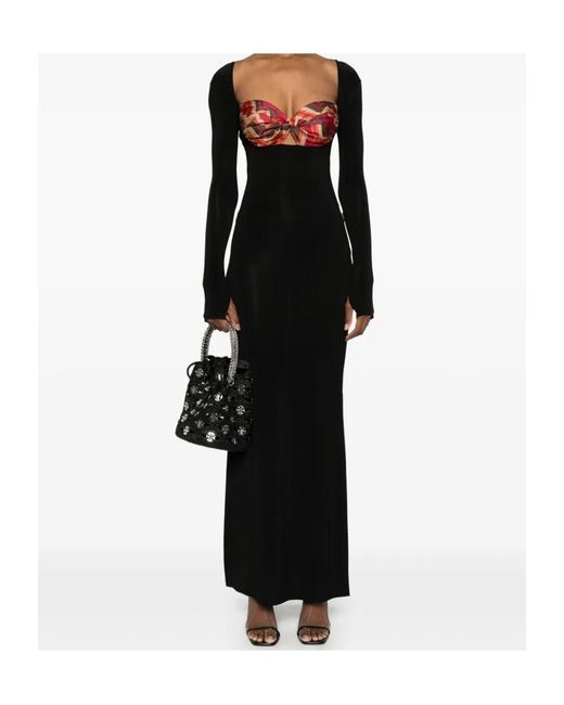 MARINE SERRE Black Scarf-Detailing Maxi Dress