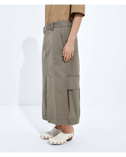 Bottega Veneta Natural Cotton And Silk Gabardine Skirt