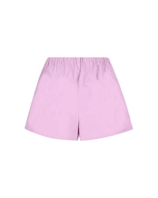 Prada Pink Logo Detailed Wide-Leg Shorts