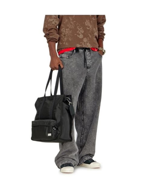 DIESEL Gray Sweatpants With Denim Effect for men