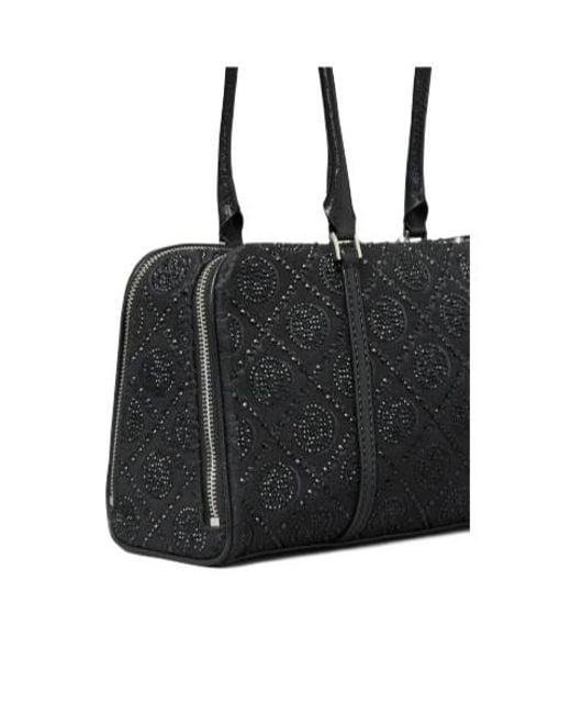 Tory Burch Black Small T Monogram Embellished Satchel Bag