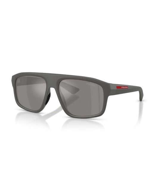 Prada Linea Rossa Gray Prada Eeywear Linea Rossa Irregular Frame Sunglasses for men