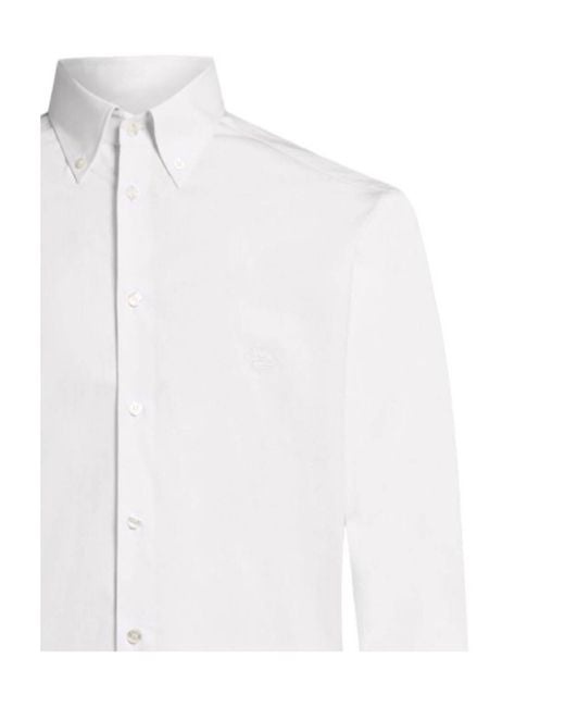Etro White Plain-Coloured Button-Down Shirt for men