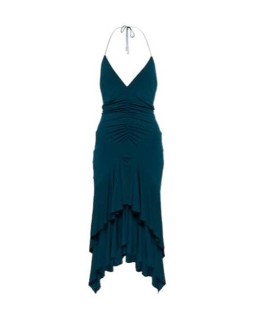 Alexandre Vauthier Blue Jersey Halterneck Midi Dress