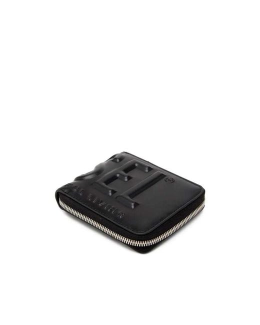 DIESEL Black 3D Bifold Zip-Around Wallet for men