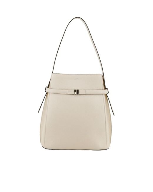 Totême White Totême Logo Printed Bucket Bag