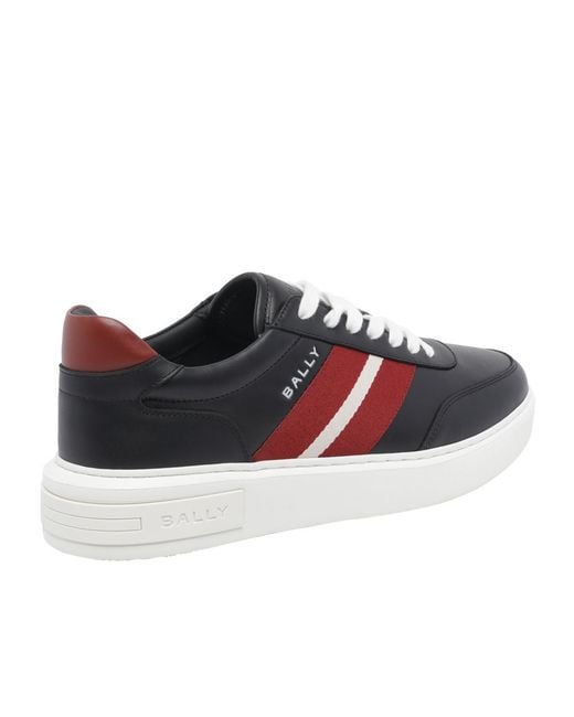 Bally Black Logo Printed Lace-Up Sneakers for men