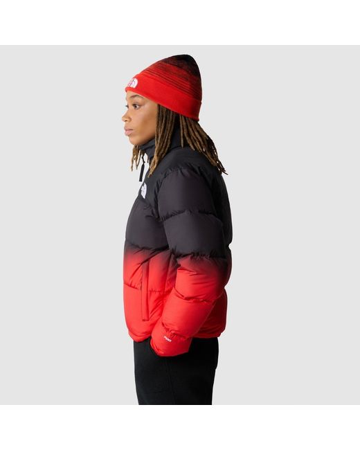 The North Face Red Long-Sleeved Quilted Down Jacket