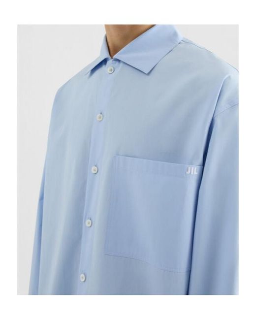 Jil Sander Blue Lightweight Cotton Poplin Shirt for men