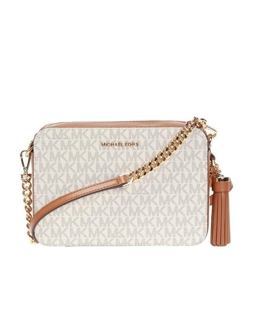 Michael Kors Natural Michael Ginny Medium Logo Crossbody Bag