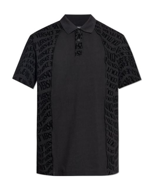 Versace Jeans Couture Men's Black Logo-Detailing Polo Shirt