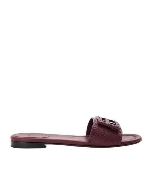 Fendi Brown Logo Flat Sandals