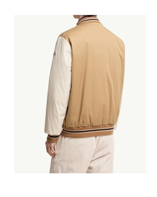 Moncler Natural Oreane Cotton Blend Varsity Down Jacket for men