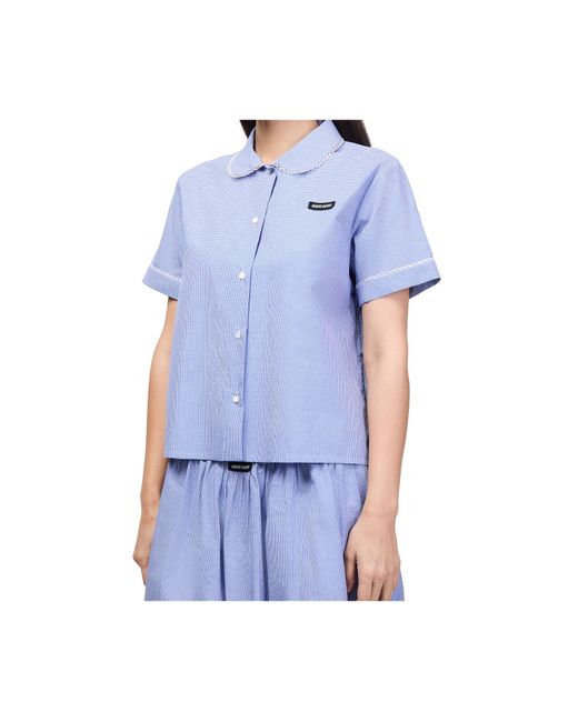 Miu Miu Blue Shirt With Peter Pan Collar