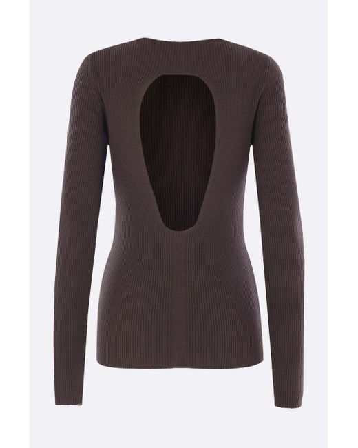 Rick Owens Brown Ribbed Open-Back Top