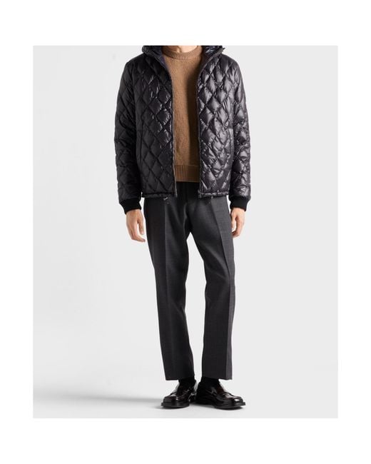 Prada Black Medium-Weight Reversible Quilted Technical Fabric Down Jacket for men