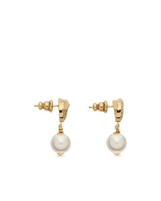 Ferragamo White Gancini Pearl Drop Earrings