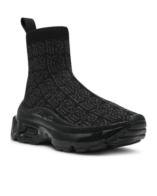 Steve Madden Black Jacquard Knit Sock-Style Sneakers