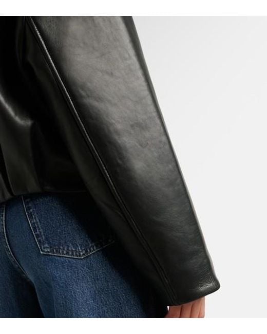 ROTATE BIRGER CHRISTENSEN Black Bonded Leather Blouson Jacket