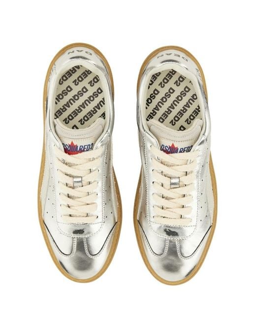 DSquared² White Round-Toe Lace-Up Sneakers for men