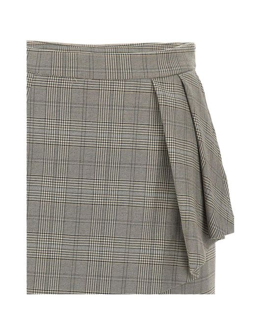 Kaos Gray Prince Of Wales Wrap Mini Skirt