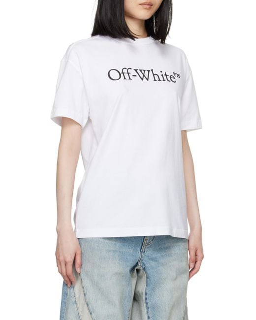 Off-White c/o Virgil Abloh White Bookish Logo Printed Crewneck T-Shirt