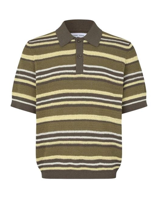 Samsøe & Samsøe Green Striped Polo Shirt for men