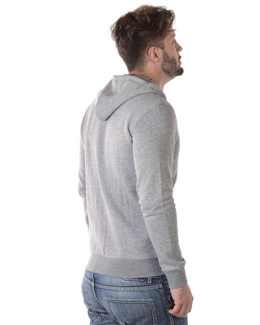 Emporio Armani Gray Hooded Zipper Sweater for men