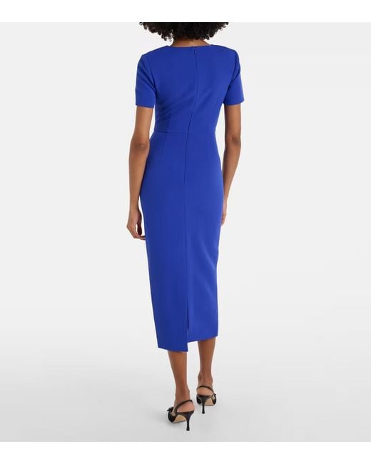 Roland Mouret Blue Draped Crêpe Midi Dress