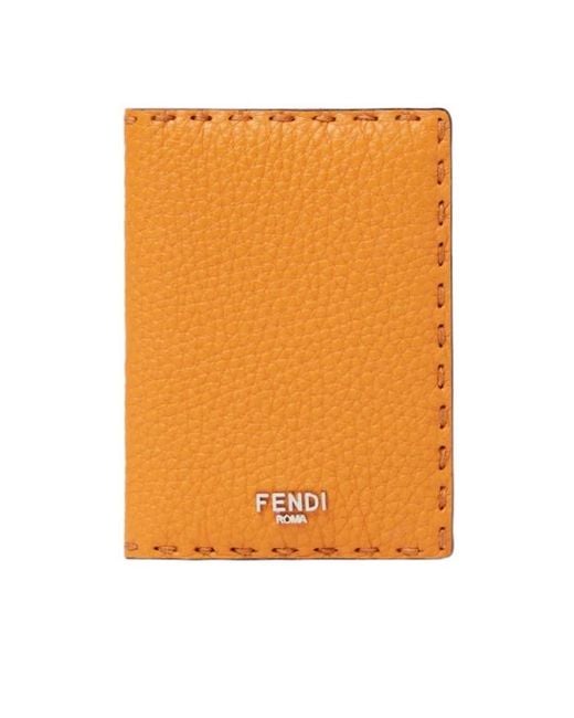 Fendi Orange Selleria Card Holder for men