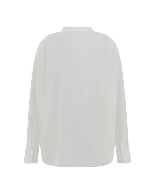 Brunello Cucinelli Gray V-Neck Blouse
