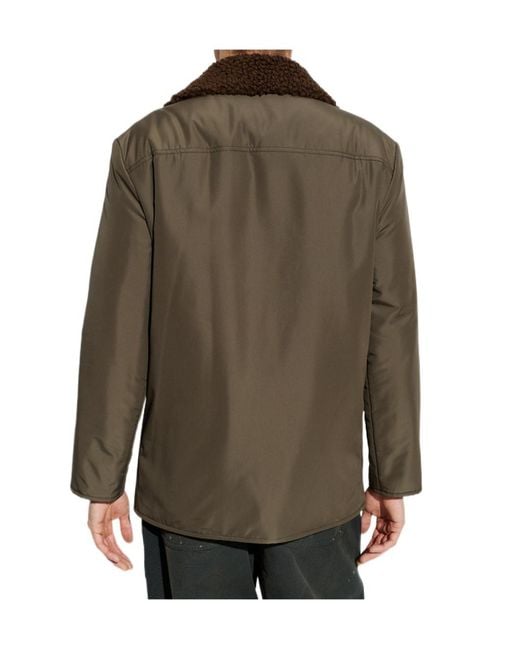 Maison Margiela Green Fur Collared Button-Up Jacket for men