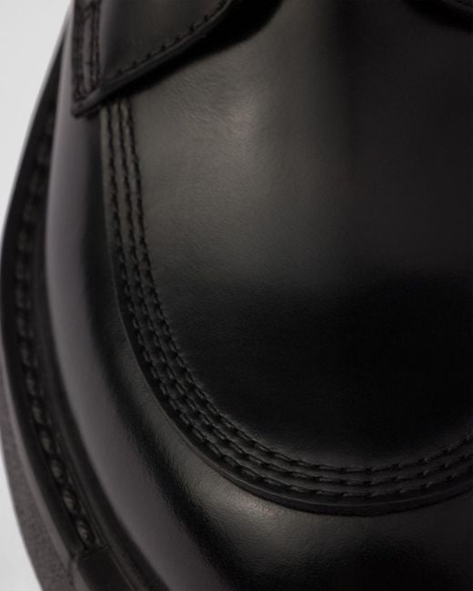 Prada Black Brushed Leather Boots