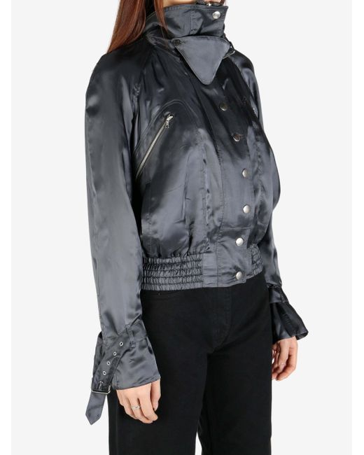 Dries Van Noten Gray High-Neck Bomber Jacket