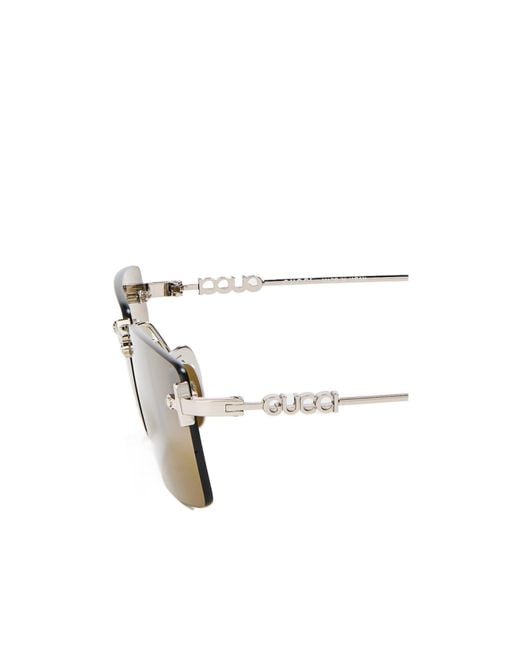 Gucci Metallic Rimless Rectangular Sunglasses for men