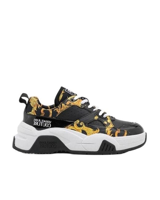Versace Jeans Black Barocco Printed Casual Sneakers