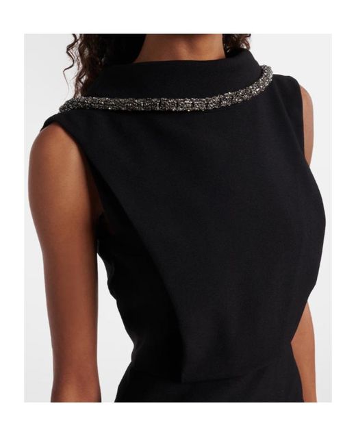 Roland Mouret Black Embellished Crepe Gown