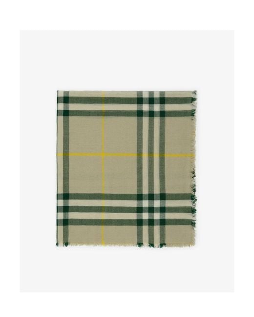 Burberry Green Vintage Check Fringed-Edge Scarf for men