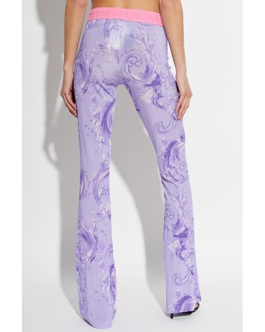 Versace Jeans Purple Couture Logo Waistband Flared-Leg Trousers