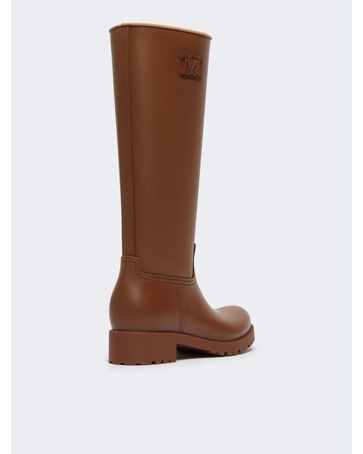 Max Mara Brown Round Toe Block Heel Boots
