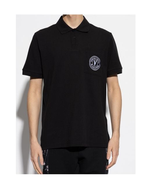 Versace Jeans Black Couture Logo Patch Polo Shirt for men