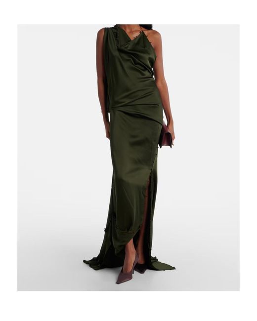 Victoria Beckham Black Draped Crêpe Satin Gown
