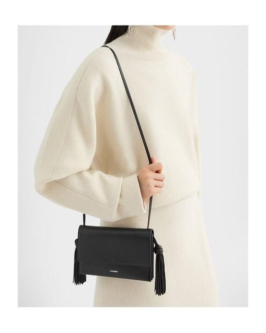 Jil Sander White Tassel Crossbody Bag